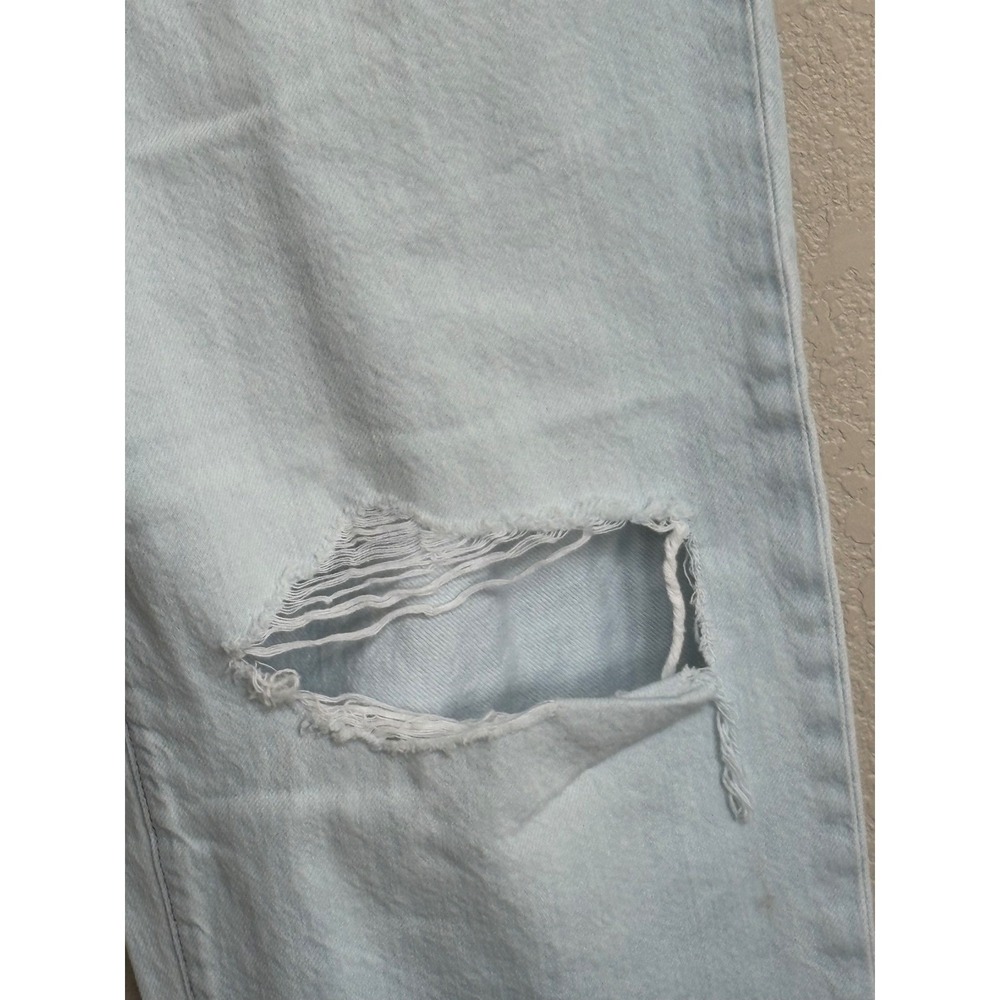 Madewell Baggy Tapered Jeans Light Wash Distressed Ripped Knee High Rise - Picture 5 of 11